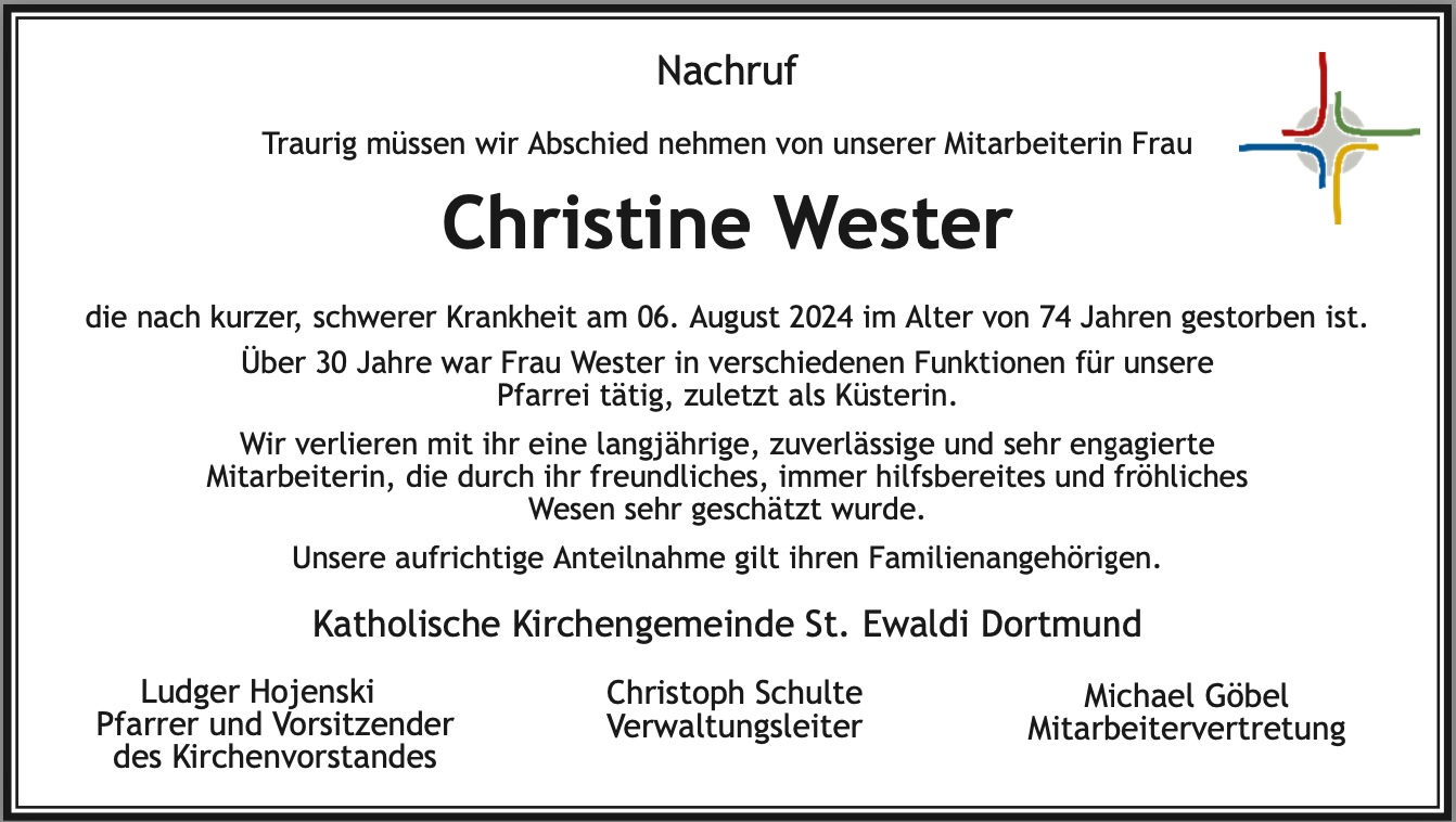 Nachruf Christine Wester
